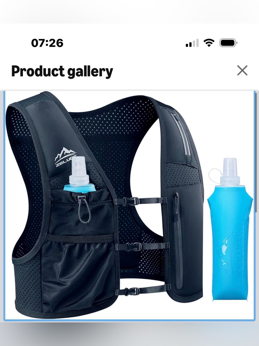 Maelstrom Black Running Hydration Vest with Blue Soft Flask NEW